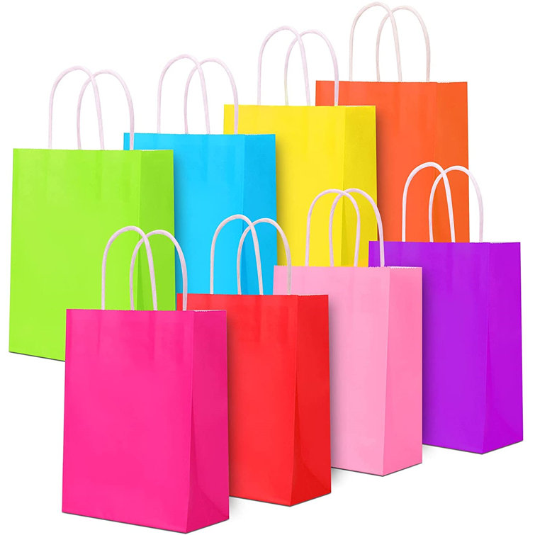 TRUST 48 Pieces Gift Bags Bulk, 8 Colors Kraft Paper Party Favor Bags